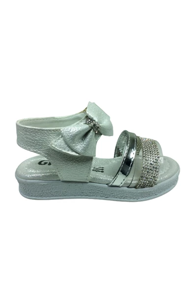 OrtopedikAL Grafen Patik Kız Çocuk Sandalet Sedef Şeffaf Taşlı Abiye Ayakkabı