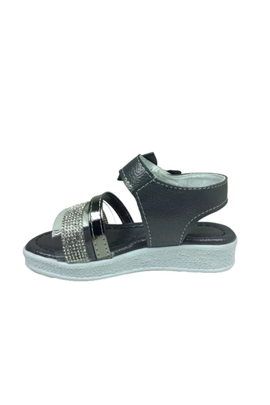 OrtopedikAL Grafen Patik Kız Çocuk Sandalet Platin Şeffaf Taşlı Abiye Ayakkabı - 3