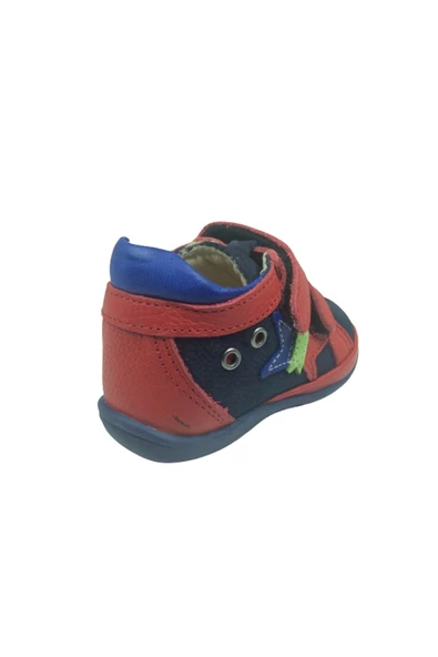 Perlina Ortopedika Ilkadım Erkek Çocuk Bot Lacivert-kırmızı Cırtlı % 100 Deri Ortopedik Anatomik - 4