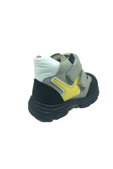 ÖZPINARCI Ortopedikal Bebe Erkek Çocuk Bot Siyah-gri Cırtlı % 100 Deri Ortopedik Anatomik - 4