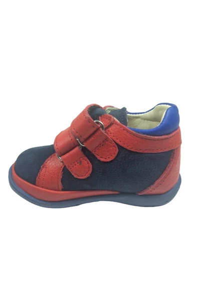 Perlina Ortopedika Ilkadım Erkek Çocuk Bot Lacivert-kırmızı Cırtlı % 100 Deri Ortopedik Anatomik - 3