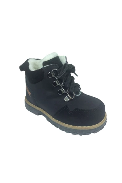 Happy Kids Erkek Çocuk Siyah Deri Ortopedik Anatomik Bağcıklı Fermuarlı Bot - 2