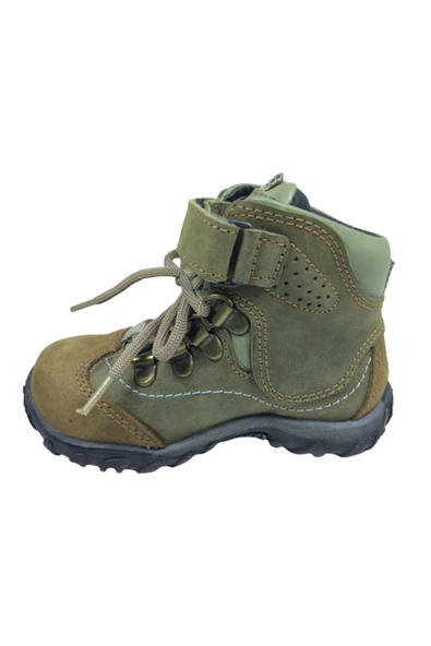 Tedistyle Erkek Çocuk Bot Haki Track Bağcık ve Cırtlı Ayakkabı - 3