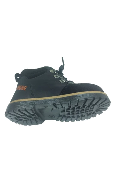 Happy Kids Erkek Çocuk Siyah Deri Ortopedik Anatomik Bağcıklı Fermuarlı Bot - 5