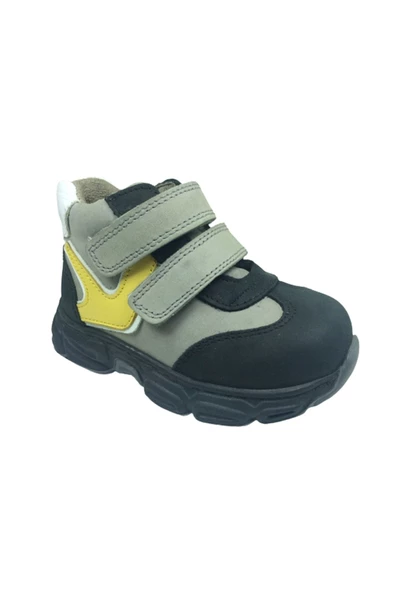 ÖZPINARCI Ortopedikal Bebe Erkek Çocuk Bot Siyah-gri Cırtlı % 100 Deri Ortopedik Anatomik - 2