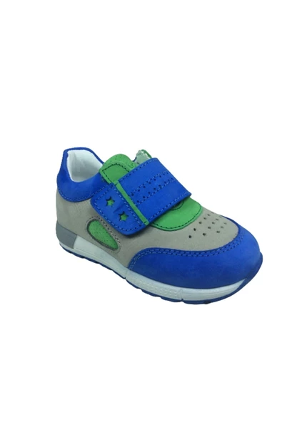 Minno Kids Erkek Çocuk Mavi-gri-yeşil Spor Ayakkabı Cırtlı Deri Anatomik - 2