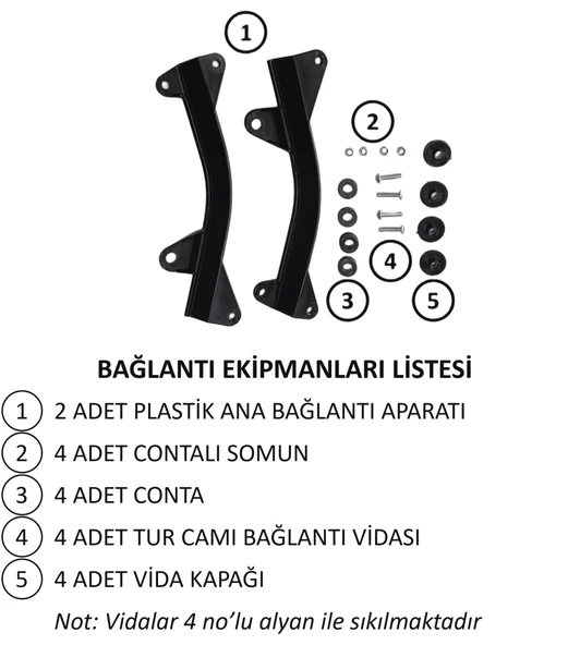 ABV Honda PCX Şeffaf Tur Camı 79x57 cm (21-24) + Bağlantı Ekipmanı - 5