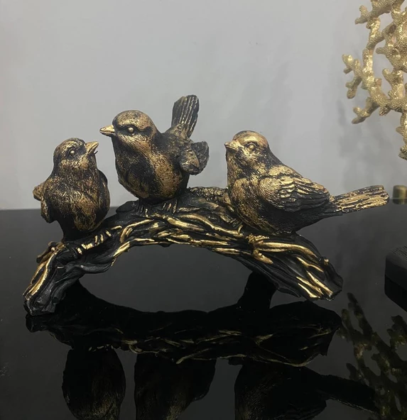 kuş biblo 3 lü dal üzerinde kuş biblo - Resim 3