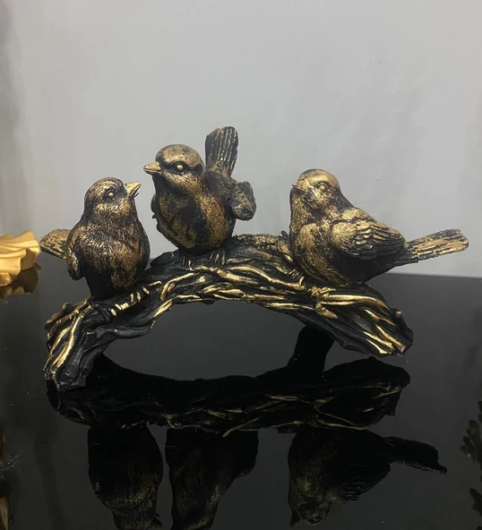 kuş biblo 3 lü dal üzerinde kuş biblo - Resim 4