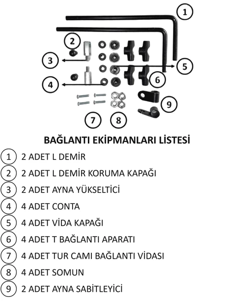 ABV Arora Cappucino El Korumalı Füme Tur Camı 52x67 cm + Bağlantı Ekipmanı - 7