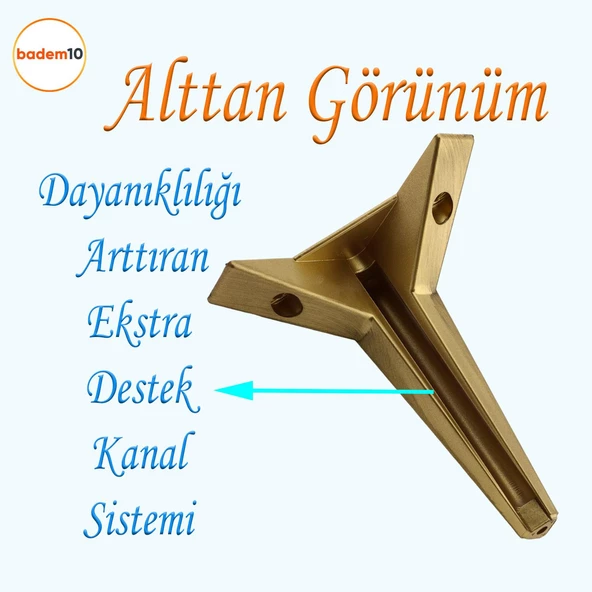 Moderno Mobilya Kanepe Tv Ünitesi Konsol Koltuk Ayağı Sarı Gold Altın Eskitme 18 Cm Ayakları - Resim 4