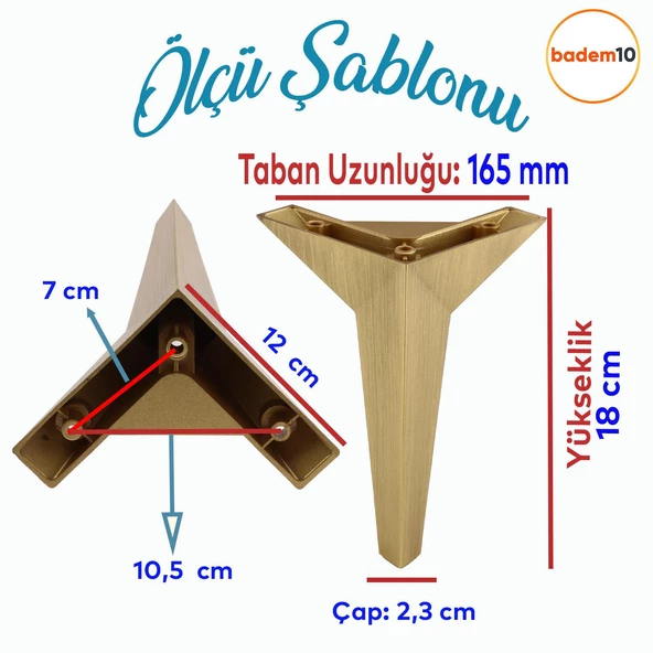 Moderno Mobilya Kanepe Tv Ünitesi Konsol Koltuk Ayağı Sarı Gold Altın Eskitme 18 Cm Ayakları - Resim 2