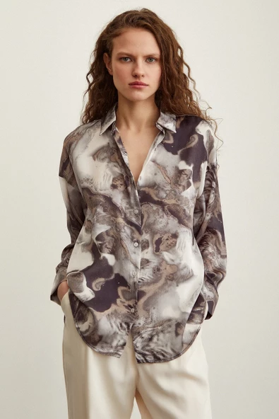 Batik Desen Gömlek Gri - 3