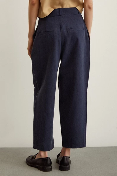 Önü Çift Pileli Pantolon Lacivert - Resim 6