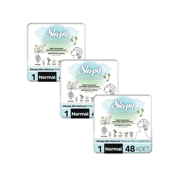 Sleepy Bio Natural Premium Plus Hijyenik Ped Mega Fırsat Paketi Normal 144 Adet - 2