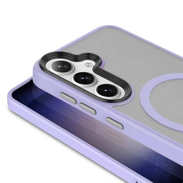 Galaxy S24 Plus Kılıf Sert PC Arka Yüzey Wireless Şarj Özellikli Flet Magsafe Kılıf - Resim 8