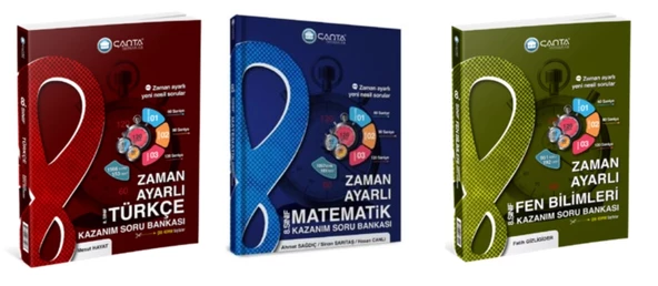 ÇANTA YAYINCILIK 8.SINIF Türkçe - Matematik ve Fen Bilimleri Zaman Ayarlı Kazanım Soru Bankası (3 Kitap)