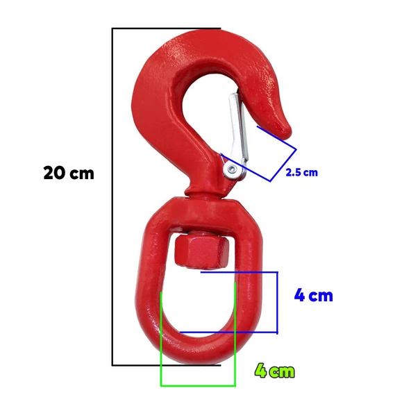 Fırdöndü Kuşgöz 2 Tonluk Kanca Yük Taşıma Kaldırma Amerikan Tipi Çelik Liman Şantiye Vinç Kancası - 2