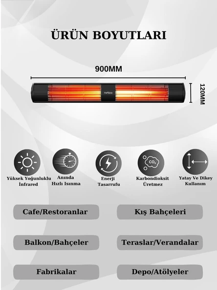 HOTTABLE CLASSIC 4000 WATT PROFESYONEL SU GEÇİRMEZ DIŞ ORTAM ISITICI - 2
