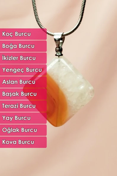 Akik Doğal Taşı Zincirli El Yapımı Kolye Uç: 3 cm Zincir: 20 cm kutulu - 4