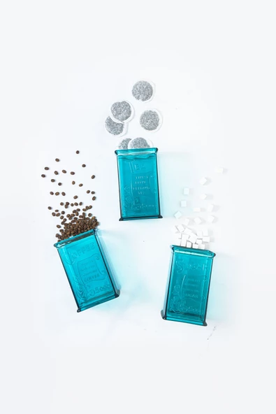 Akrilik Aquamarin Şeker Kahve Çay Kavanozu 500 Ml (Vakum Kapak ) - 2