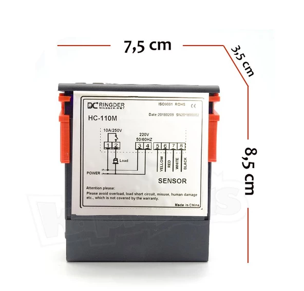 RINGDER HC-110M Dijital Nem Kontrol Termostatı Higrostat - Resim 4