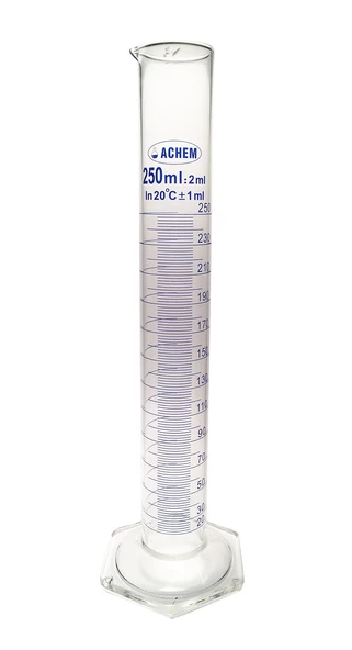ACHEM 250ml Cam Mezür Uzun Form Mavi Skala