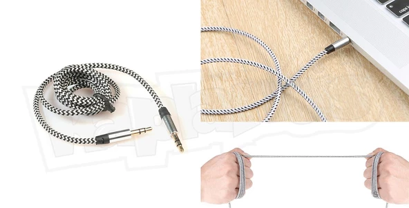 Diwu AUX Stereo 3.5mm Data Ses Örgü Kablo Beyaz - 4