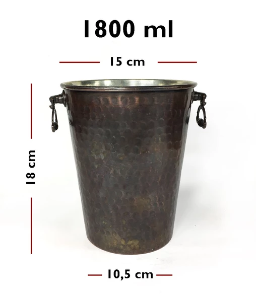 Shark Anatolia Adalı Bakır Buz Kovası Antik 15cm - 5