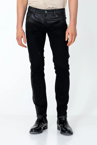 Erkek Regular Fit Sade Rahat Yağlı Kot pantolon - 2