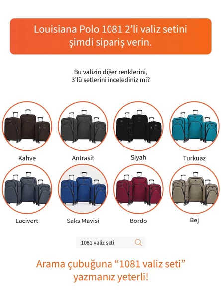 Louisiana Polo Orta ve Kabin Boy Valiz Seti 4 Teker Kumaş Valiz Mor 1081 - 7