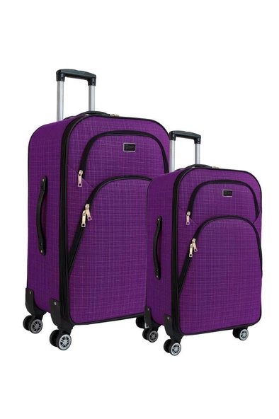 Louisiana Polo Büyük ve Orta Boy Valiz Seti 4 Teker Kumaş Valiz Mor 1081