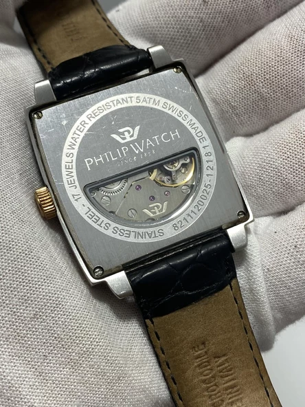 Philip Watch 35x35mm Deri Kordon Erkek Kol Saati 8211120025 2.El - Resim 4