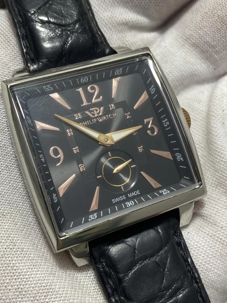 Philip Watch 35x35mm Deri Kordon Erkek Kol Saati 8211120025 2.El - Resim 3