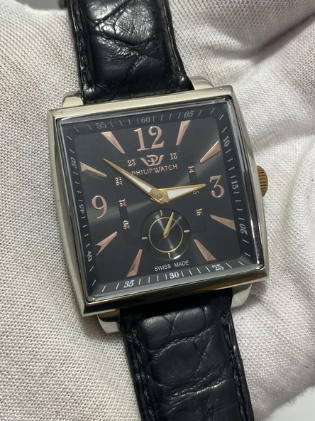 Philip Watch 35x35mm Deri Kordon Erkek Kol Saati 8211120025 2.El - Resim 2