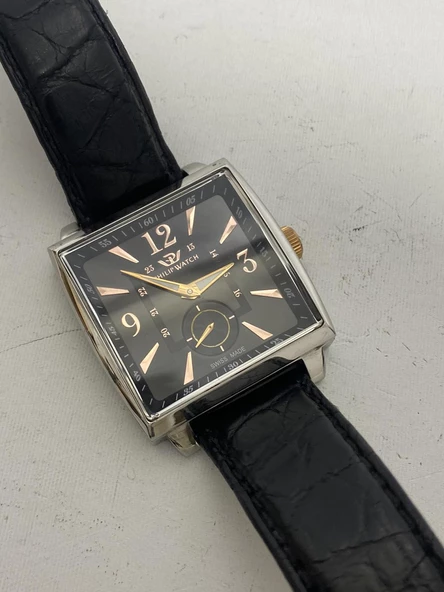 Philip Watch 35x35mm Deri Kordon Erkek Kol Saati 8211120025 2.El - Resim 8