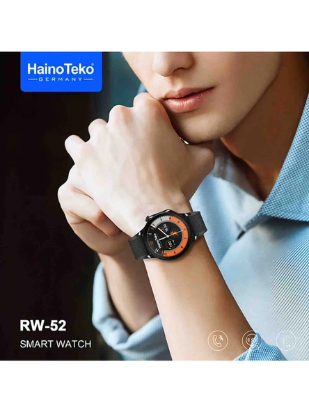 Haino Teko RW-52 Spor Akıllı Saat 3 Kordon Deri Metal Silikon SİYAH KASA - 3