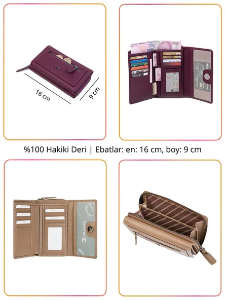 Grande Hakiki Deri Kadın Cüzdan Siyah 2715 - 6