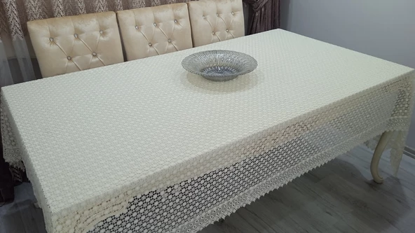 Gravel Örgü Masa Örtüsü (Krem, papatya - 180X280cm - 2