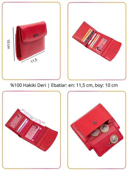 Grande Hakiki Deri Kadın Cüzdan Siyah  2614 - Resim 2