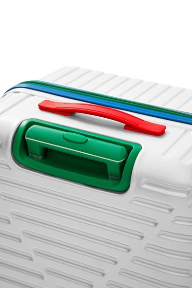 Louisiana Polo 3'lü Valiz Seti %100 Polikarbon Valiz 4x2 Teker Beyaz 1088 - Resim 9