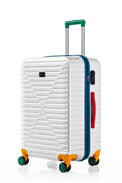 Louisiana Polo 3'lü Valiz Seti %100 Polikarbon Valiz 4x2 Teker Beyaz 1088 - Resim 2