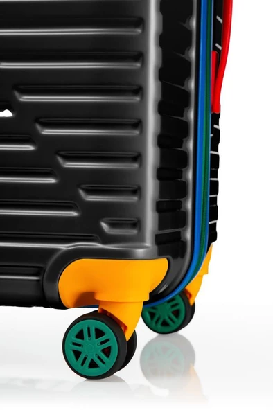 Louisiana Polo 3'lü Valiz Seti %100 Polikarbon Valiz 4x2 Teker Siyah 1088 - Resim 4