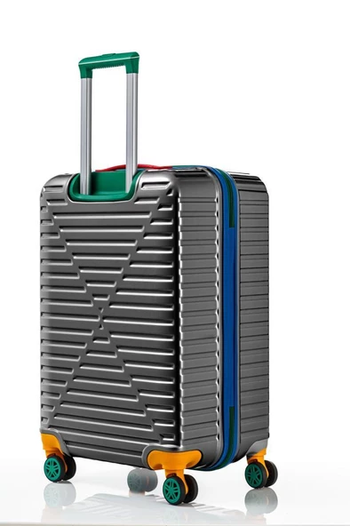 Louisiana Polo Büyük Ve Kabin Boy 2'Li Valiz Seti %100 Polikarbon Valiz 4X2 Teker Antrasit 1088 - Resim 4