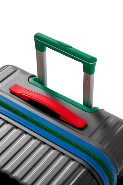 Louisiana Polo Büyük Ve Kabin Boy 2'Li Valiz Seti %100 Polikarbon Valiz 4X2 Teker Antrasit 1088 - Resim 5