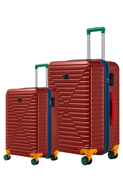 Louisiana Polo Orta Ve Kabin Boy 2'li Valiz Seti %100 Polikarbon Valiz 4x2 Teker Bordo 1088