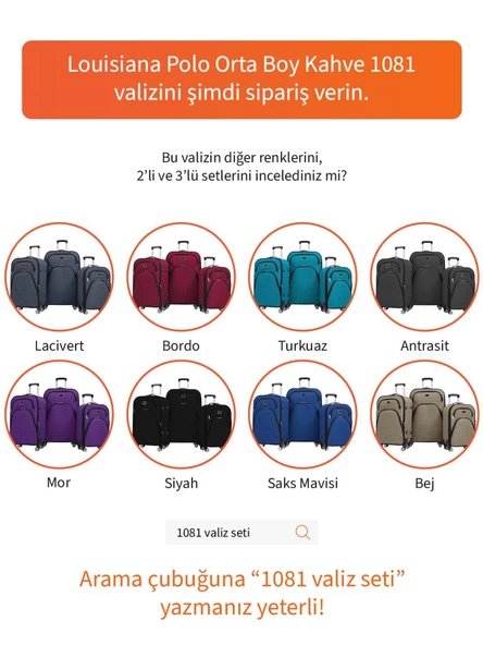 Louisiana Polo Orta Boy 4 Teker Kumaş Valiz Kahve 1081 - 8