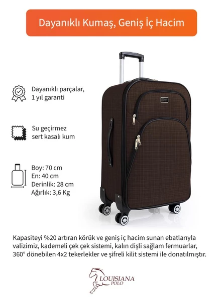 Louisiana Polo Orta Boy 4 Teker Kumaş Valiz Kahve 1081 - 2