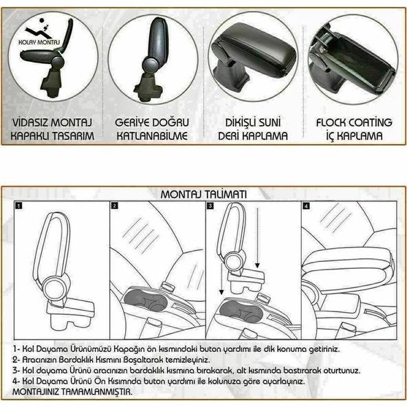 NİKEN Renault megane 4 kol dayama kolçak vidasız orta konsol niken - 4