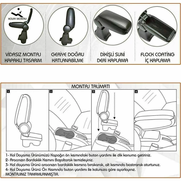 NİKEN Peugeot bipper kol dayama kolçak vidasız orta konsol niken - 4